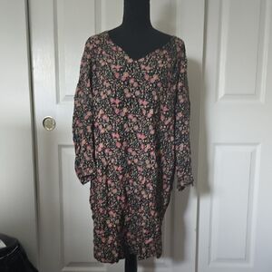 Old Navy Black and Pink Floral Long Sleeve Dress